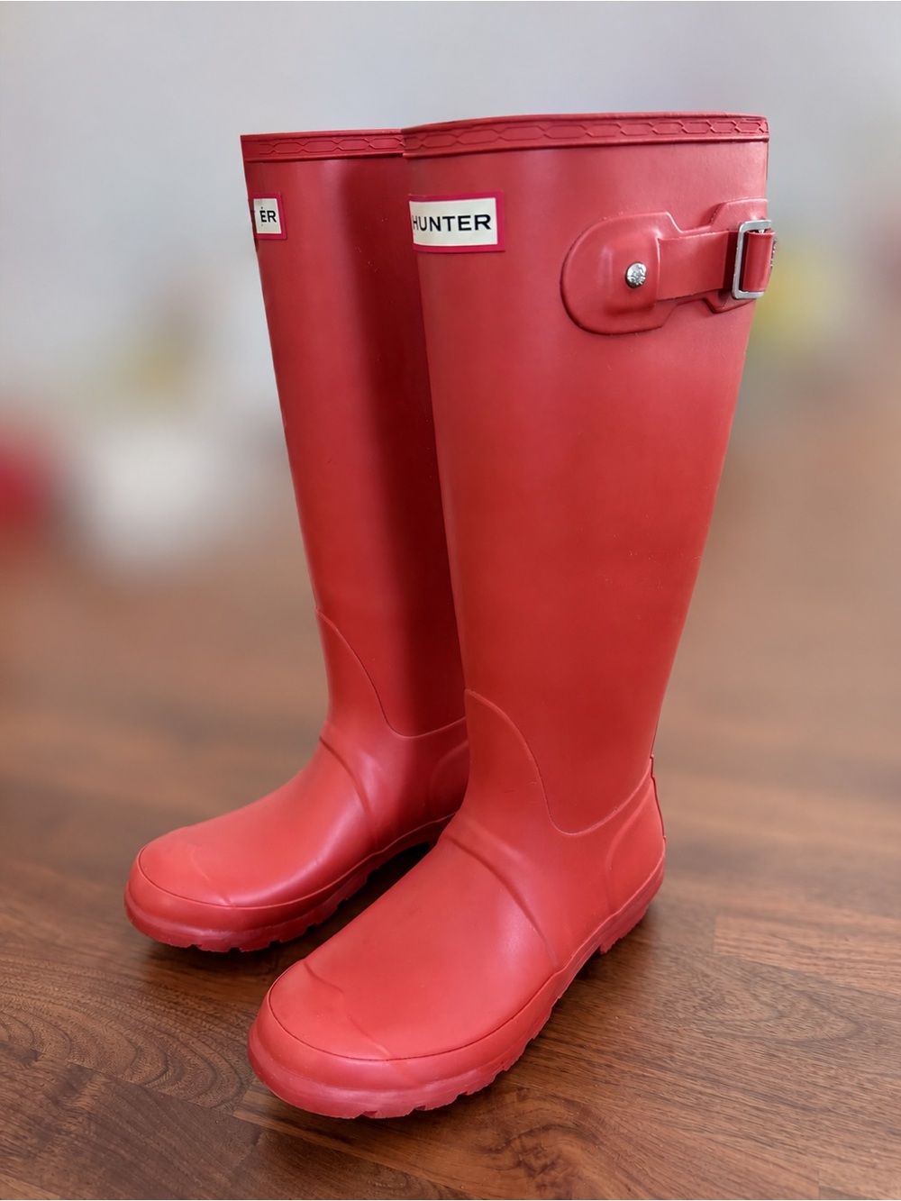 Hunter Tall Orange Waterproof Rain Boots - Picture 3 of 11